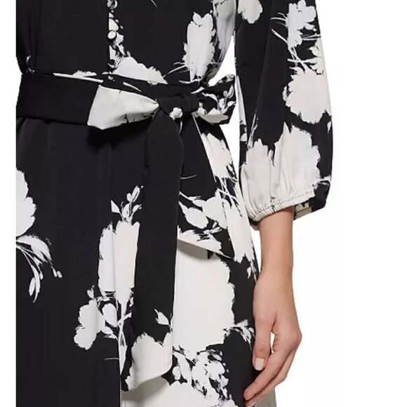 Karl Lagerfeld Women's Floral-Print Belted Dress,size 4 - Picture 4 of 10